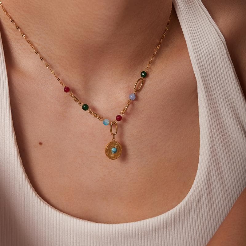 Women's Disc Set Turquoise Necklace - Greatonushoes