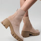 Women's Fashion Outdoor Color-Blocking Round Toe Chunky Heel Ankle Boots - Greatonushoes
