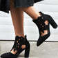 Women's Casual Elegant Hollow-out Zipper Heels - Greatonushoes