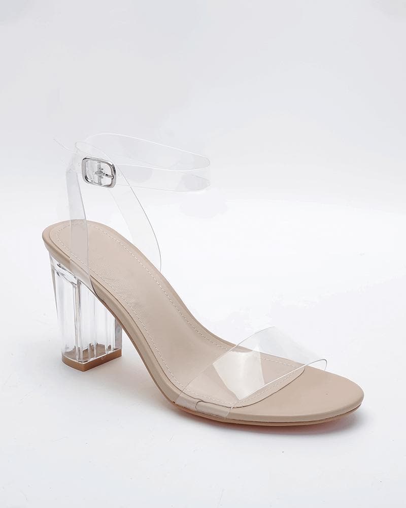 Women's Elegant PVC Transparent Heel Sandals - Greatonushoes
