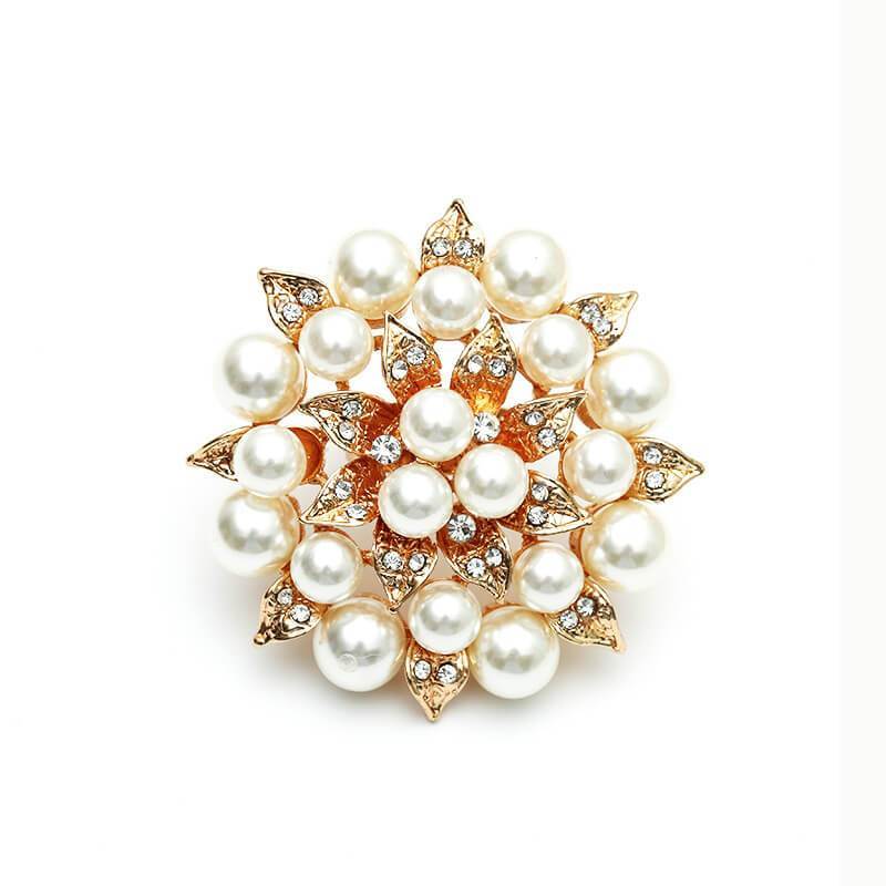 Women's Exaggerated Faux Pearl Rhinestone Flowers Rings - Greatonushoes