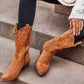 Women's Embroidery Mid Calf Chunky Heel Western Cowboy Boots - Greatonushoes