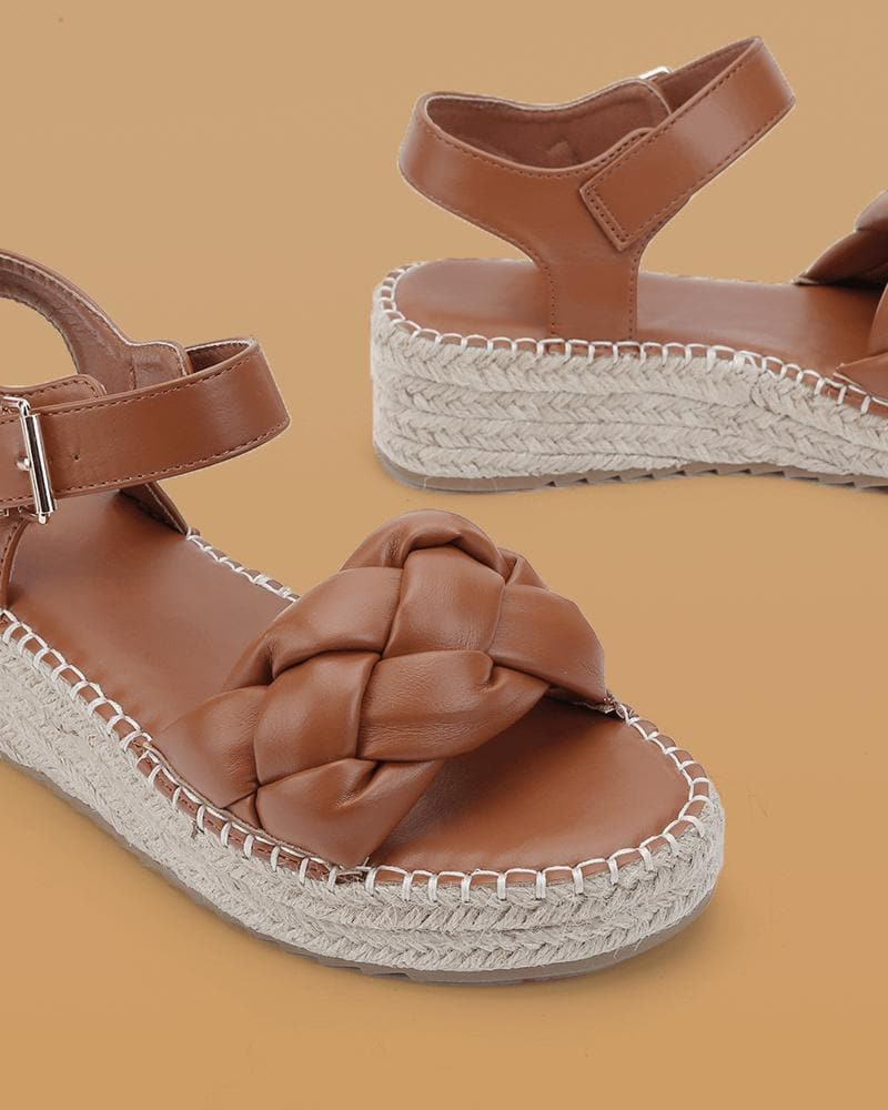 Women's Casual Braided Strap Adjusting Buckle Flat Sandals - Greatonushoes