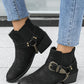 Women's Casual Retro Buckle Decoration Slip On Ankle Boots - Greatonushoes