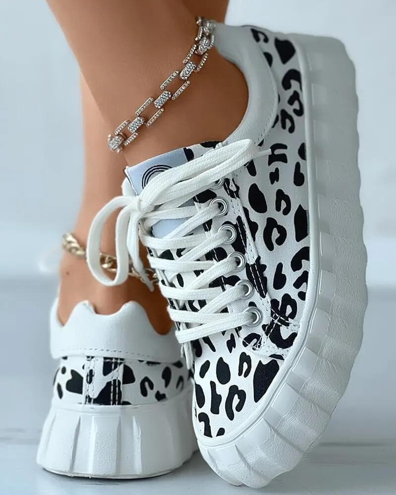Women's Fashion Outdoor Color-Blocking Lace-up Canvas Sneakers - Greatonushoes