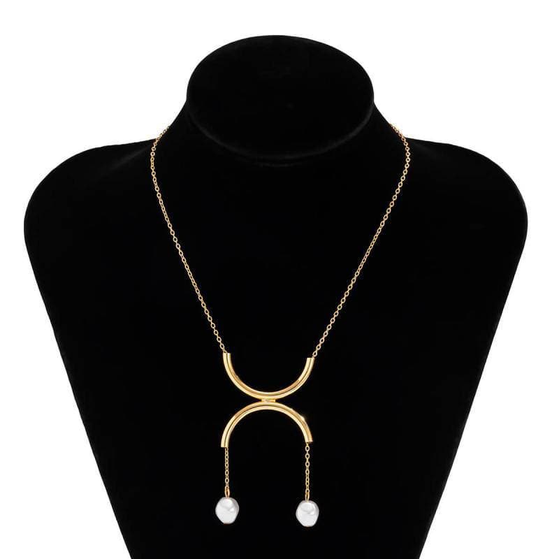 Women's Simple Faux Pearl Semicircle Pendant Necklaces - Greatonushoes