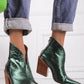 Women's Fashion Web celebrity style Solid Color Zipper Chunky Heel Boots - Greatonushoes