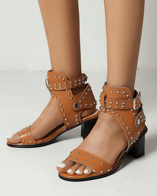 Women's Fashion River Adjusting Buckle Chunky Heel Sandals - Greatonushoes
