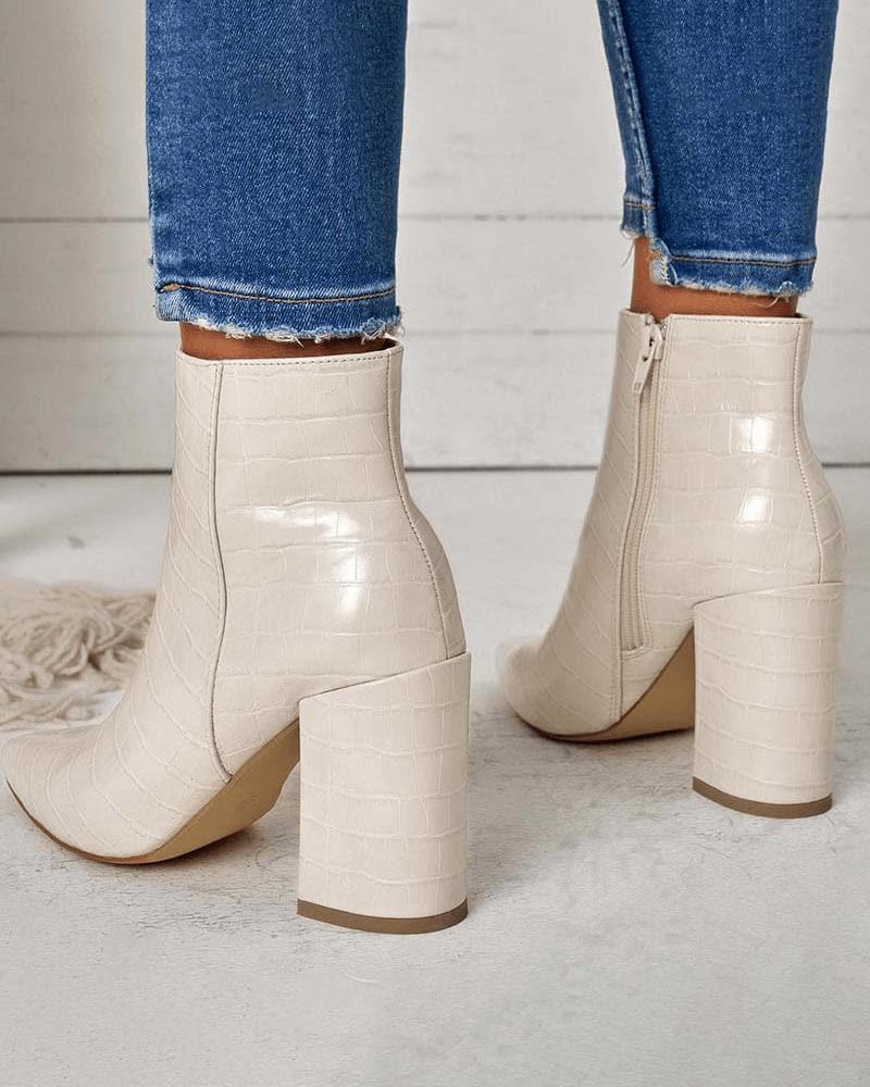 Women's Elegant Simple Pointed Toe Chunky Heel Boots - Greatonushoes