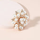 Women's Exaggerated Faux Pearl Rhinestone Flowers Rings - Greatonushoes