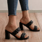 Women's Elagant Chunky Heel Slip-on Sandals - Greatonushoes