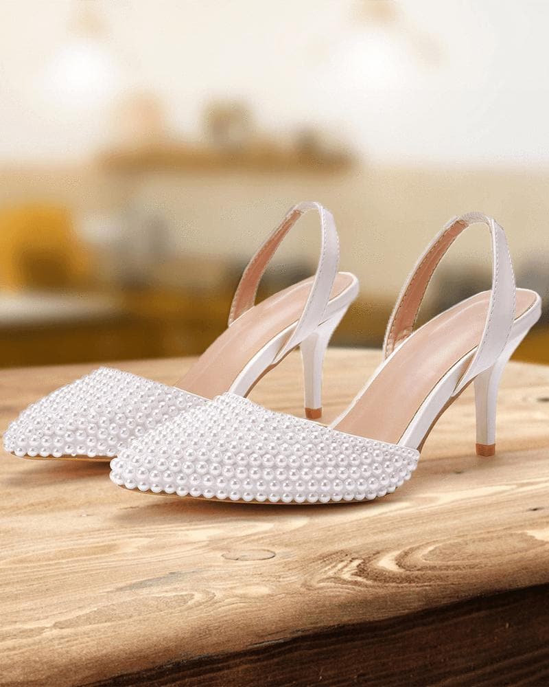Women's Elegant Simple Pearl Heels - Greatonushoes