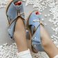 Women's Elegant Casual Denim Zipper Chunky Heel Sandals(Large size) - Greatonushoes
