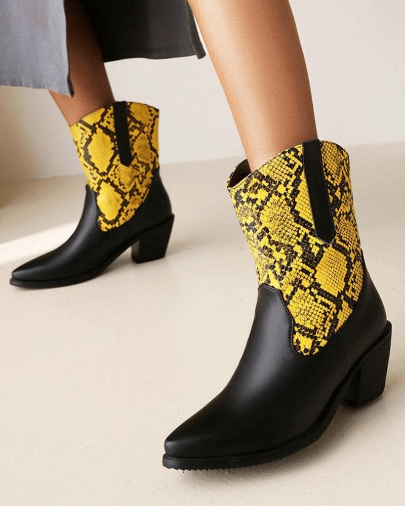 Women's Fashion Animal Print Pointed Toe Boots - Greatonushoes