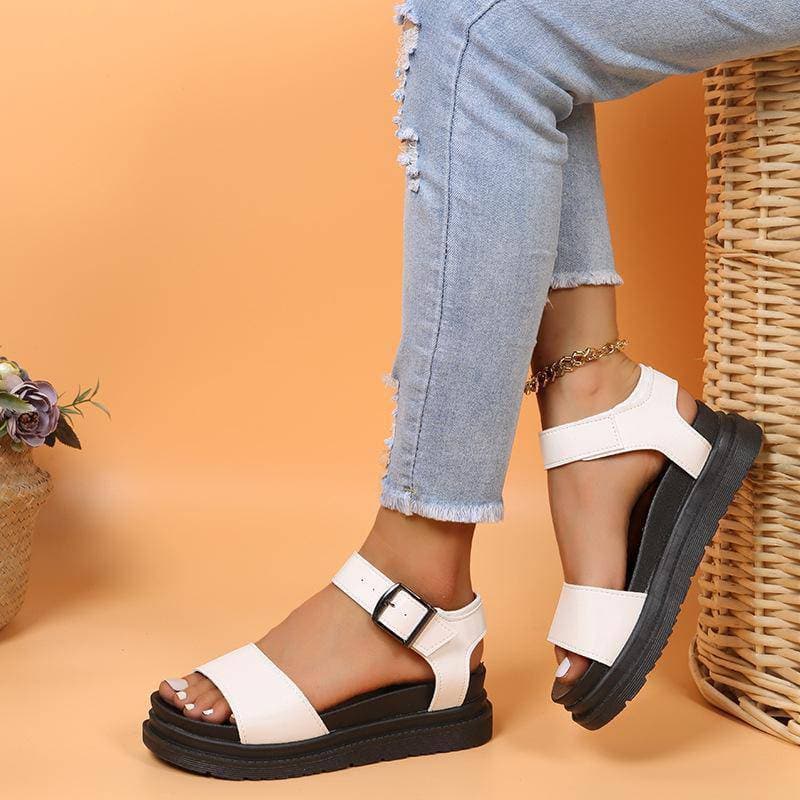 Women's Casual Daily Adjusting Buckle Platform Sandals - Greatonushoes