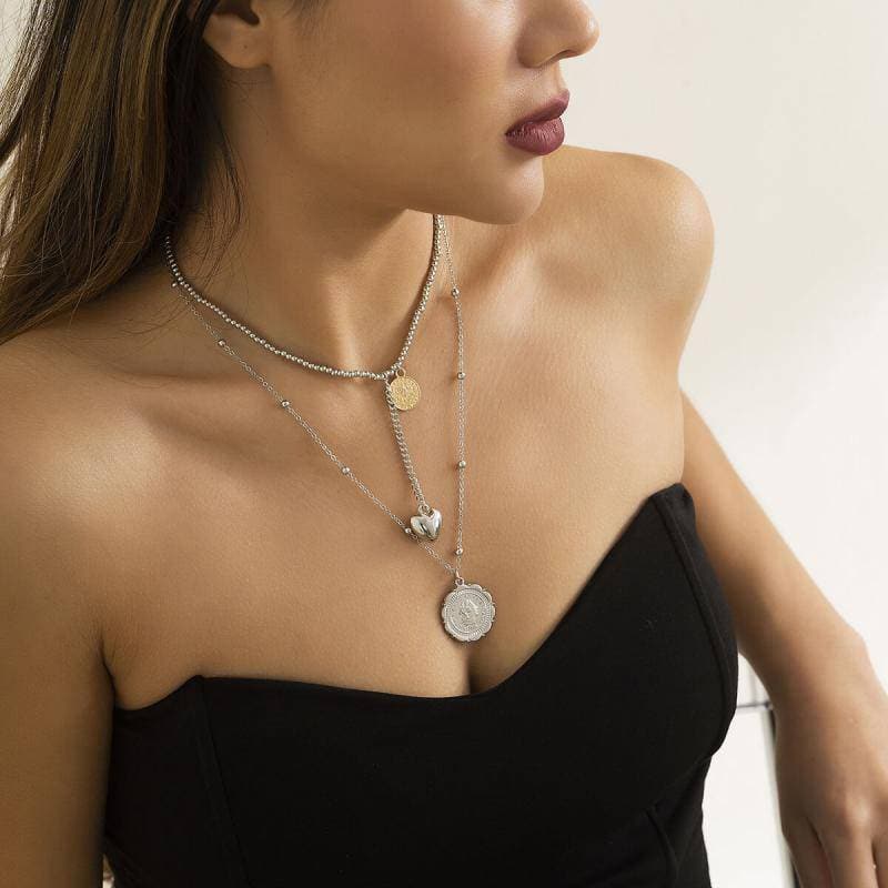 Women's Heart Wafer Pendant Necklaces - Greatonushoes