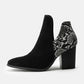 Women's Fashion Outdoor Color-Blocking Pointed Toe Chunky Heel Ankle Boots - Greatonushoes
