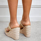 Women's Double band Woven Wedge Sandals - Greatonushoes