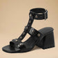Women's Elegant Rivet Adjusting Buckle Chunky Heel Sandals - Greatonushoes