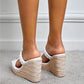 Women's Double band Woven Wedge Sandals - Greatonushoes