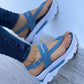 Women's Fashion Athletic Print Adjusting Buckle Platform Heel Sandals - Greatonushoes