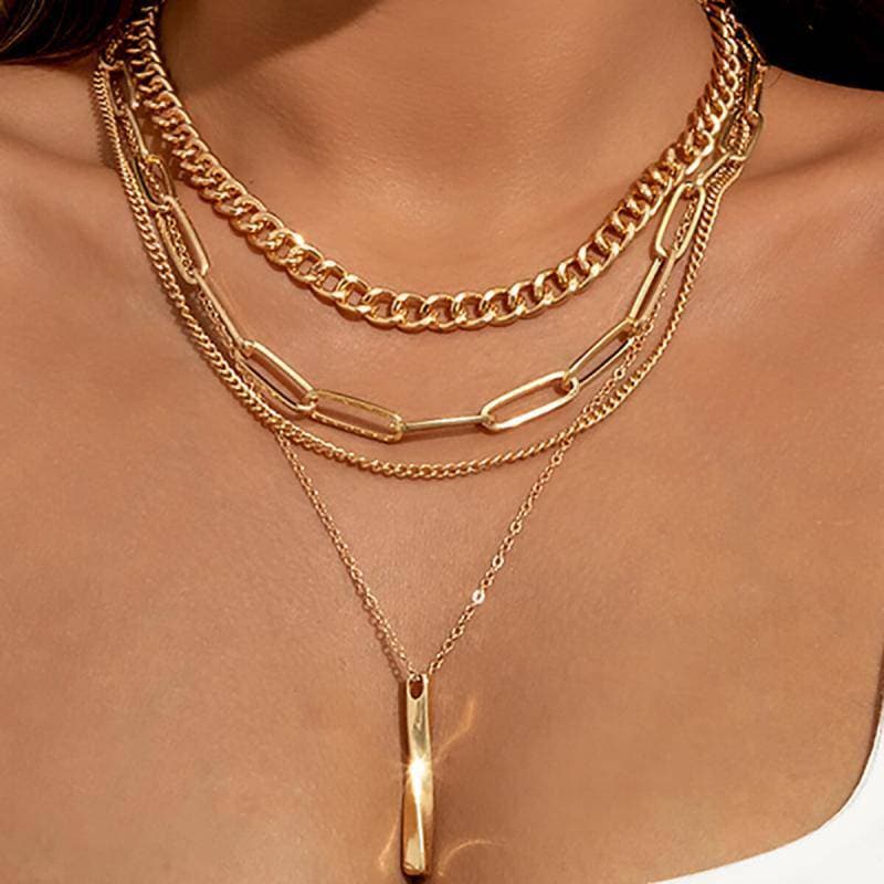 Women's Twisted Metal Bar Necklaces - Greatonushoes