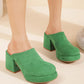 Women's Casual Daily Artificial Suede Slip On Chunky Heel Sandals - Greatonushoes