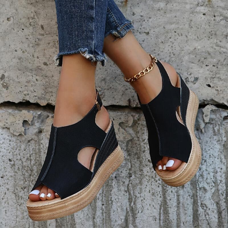 Women's Fashion Peep Toe Wedge Heel Sandals - Greatonushoes