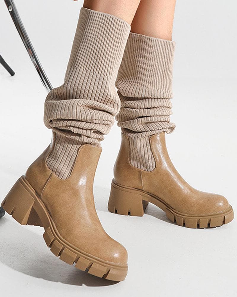 Women's Fashion Chunky Heeled Thick-soled Boots - Greatonushoes