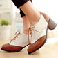 Women's Elegant Casual Color-Blocking Lace-up Low Heel Shoes - Greatonushoes