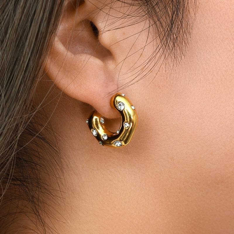 Women's Shaped Hammer Zirconia Pearl Earrings - Greatonushoes