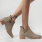 Women's Fashion Outdoor Solid Colo Pointed Toe Chunky Heel Ankle Boots - Greatonushoes