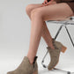Women's Fashion Outdoor Solid Colo Pointed Toe Chunky Heel Ankle Boots - Greatonushoes