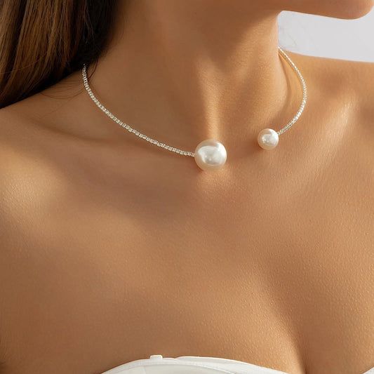 Women's Statement Imitation Pearl Open Necklace - Greatonushoes