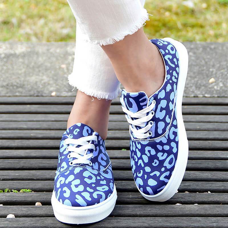 Women's Fashion Casual Daily Print Lace-up Flat Sneakers - Greatonushoes