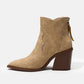 Women's Casual Simple Tassel Zipper Chunky Heel Ankle Boots - Greatonushoes