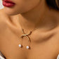 Women's Simple Faux Pearl Semicircle Pendant Necklaces - Greatonushoes