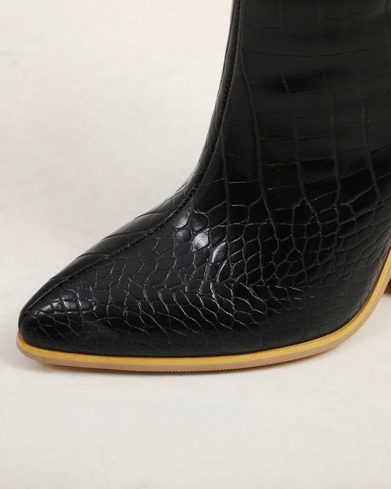 Women's Fashion Simple Slip On Chunky Heel Boots - Greatonushoes
