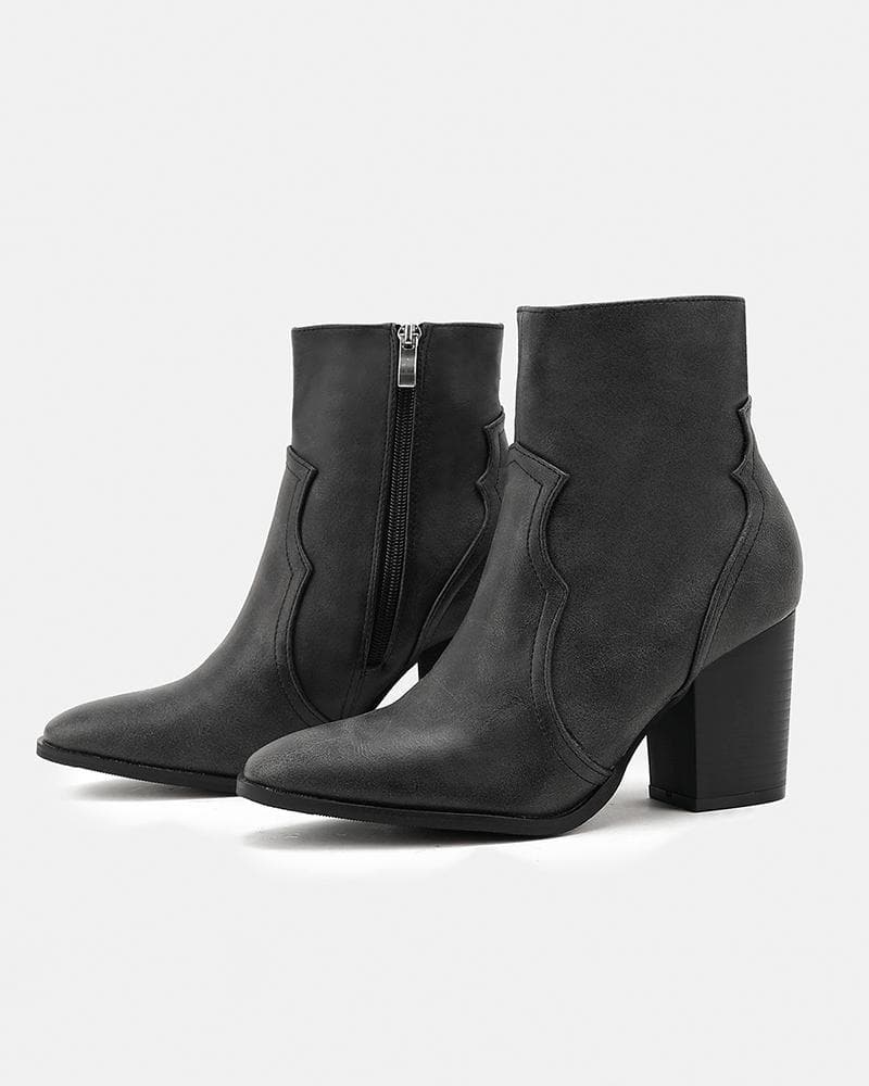 Women's Casual Daily Simple Zipper Chunky Heel Boots - Greatonushoes