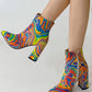 Women's Fashion Web celebrity style Multicolor Zipper Pointed Toe Boots - Greatonushoes