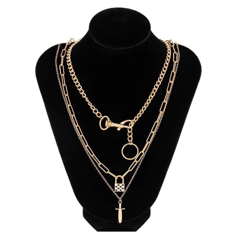 Women's Penk Style Checkerboard Pendant Necklaces - Greatonushoes