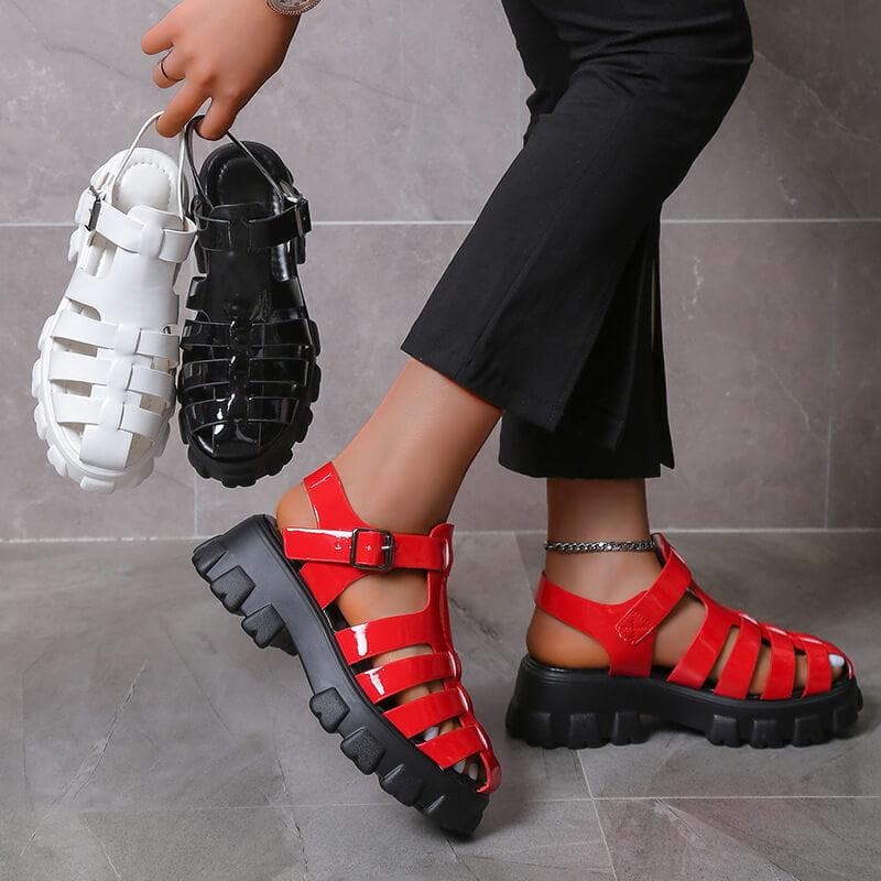 Women's Fashion Daily Round Toe Platform Sandals - Greatonushoes