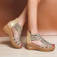 Women's Elegant Daily Rhinestone Hollow-out Wedge Heel Sandals - Greatonushoes