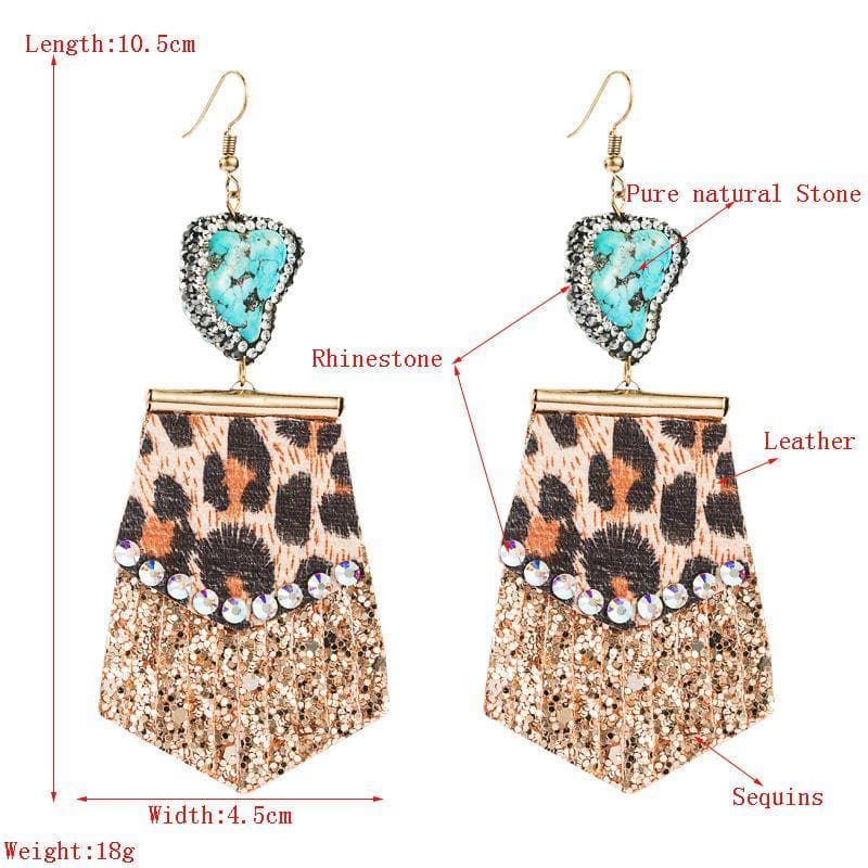 Women's Leopard-print Leather Earrings - Greatonushoes