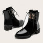 Women's Fashion Outdoor Color-Blocking  Lace-up Chunky Heel Ankle Boots - Greatonushoes