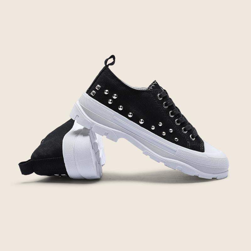 Women's Fshion Daily Rivet Lace-up Sneakers - Greatonushoes