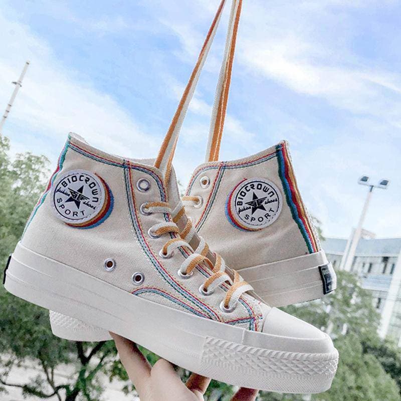 Women's Fashion Iridescent Lace-up Sneakers - Greatonushoes