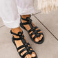 Women's Casual Rivet Adjusting Buckle Flat Sandals - Greatonushoes