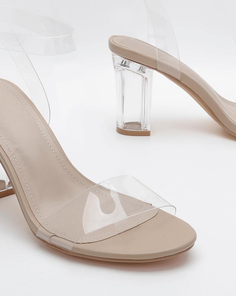 Women's Elegant PVC Transparent Heel Sandals - Greatonushoes