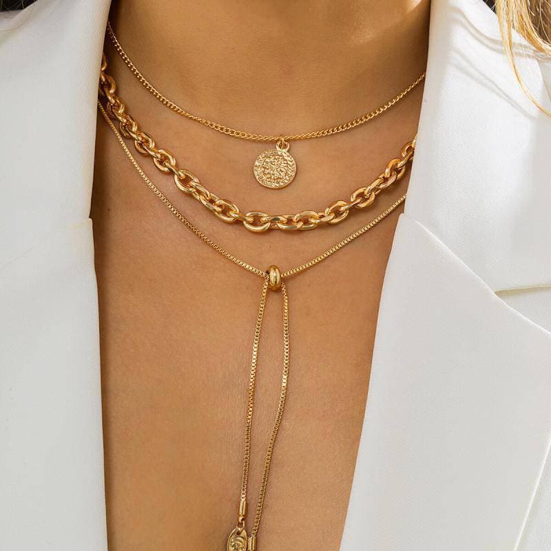 Women's Adjusting Chain Coin Pendant Necklaces - Greatonushoes